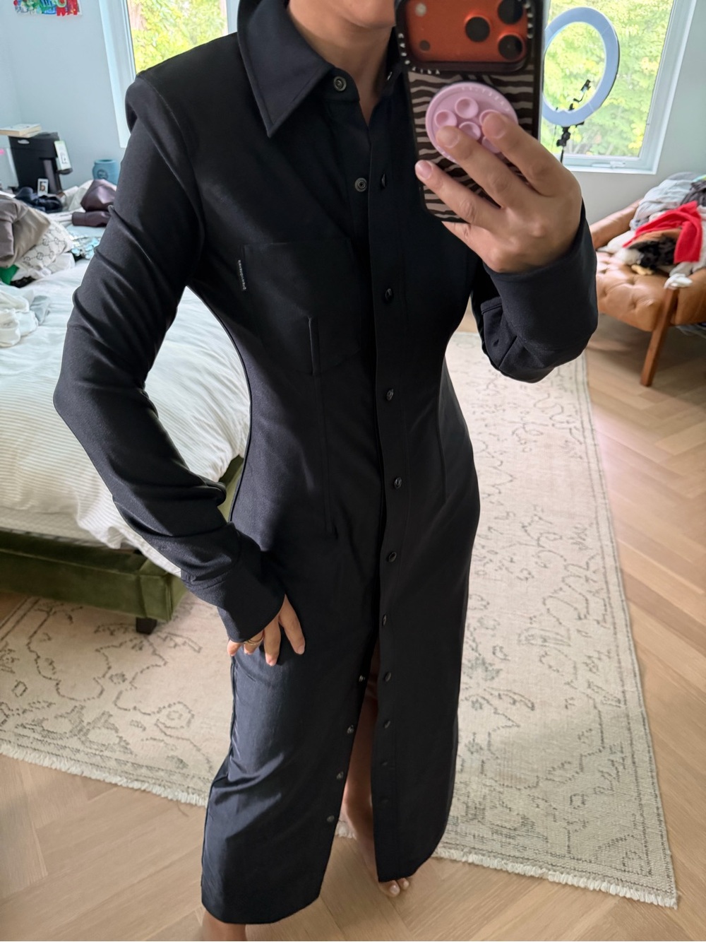 Alexander Wang fitted shirt dress in active stretch
